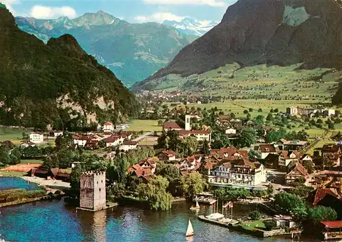 AK / Ansichtskarte  Stansstad Fliegeraufnahme mit Hotel Winkelried