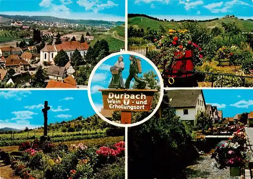 AK / Ansichtskarte  Durbach_Schwarzwald_Offenburg Panorama Weinberg Wegweiser Ortspartie Wegekreuz