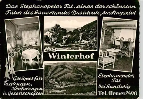 AK / Ansichtskarte 73908816 Stephanopel_Hemer Haus Winterhof Gaststube Kaminzimmer Freibad Panorama