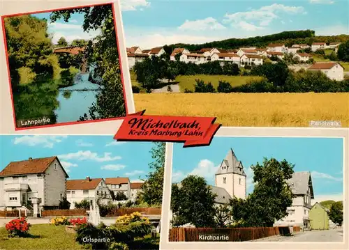 AK / Ansichtskarte  Michelbach_Marburg_Lahn Lahnpartie Panorama Ortspartie Kirchpartie