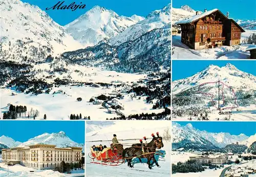 AK / Ansichtskarte  Maloja_GR Panorama Hotels Skilift Pferdeschlitten