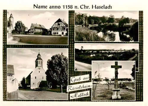 AK / Ansichtskarte  Hassloch_Ruesselsheim Fachwerkhaeuser Panorama Kirche Kreuz