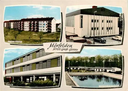 AK / Ansichtskarte 73909123 Moerfelden-Walldorf Neues Viertel Buergerhaus Schule Waldschwimmbad