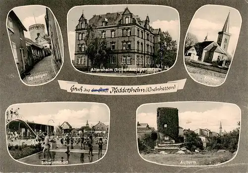 AK / Ansichtskarte  Pfeddersheim Sprenger Altersheim ehem Amtsgericht Kirchen Schwimmbad Aulturm