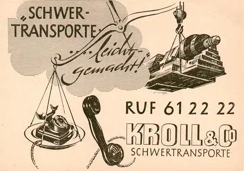 AK / Ansichtskarte 73909172 Berlin Fa Kroll Schwertransporte