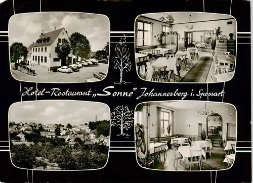 AK / Ansichtskarte  Johannesberg_Unterfranken Hotel Restaurant Sonne Gastraeume Panorama