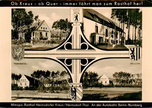 AK / Ansichtskarte  Hermsdorfer_Kreuz_Autobahn_Schleifreisen Mitropa Rasthof an der Autobahn Berlin_Nuernberg