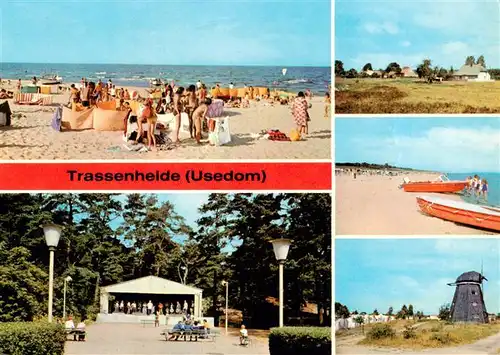 AK / Ansichtskarte 73909276 Trassenheide_Usedom Strandpartien Musikpavillon Teilansicht Muehle