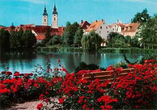 AK / Ansichtskarte  Bad_Waldsee Moorheilbad Stadtsee mit Pfarrkirche St Peter