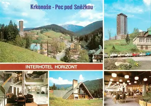 AK / Ansichtskarte 73909307 Pec_pod_Snezkou_CZ Panorama Interhotel Horizont Vstupni hala Restaurace Kovarna Kavarna