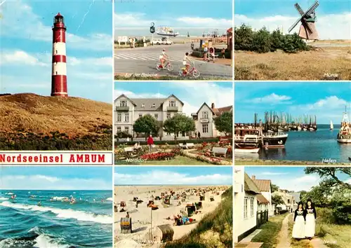 AK / Ansichtskarte  Amrum Leuchtturm Bruecke Muehle Norddorf Hafen Strand Brandung Nebel