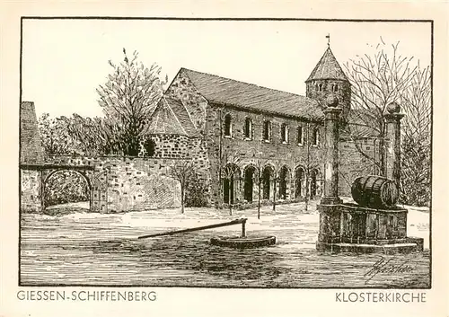 AK / Ansichtskarte  Schiffenberg_Giessen Klosterkirche Kuenstlerkarte