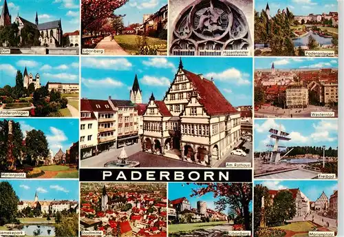 AK / Ansichtskarte  Paderborn Dom Paderanlagen Marienplatz Park Liboriberg Hasenfenster Rathaus Stadtmitte Westerntor Freibad