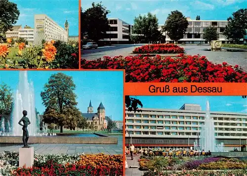 AK / Ansichtskarte 73909475 Dessau-Rosslau Scheibe Nord und Hotel Stadt Dessau Bauhaus POst Haus des Reisens