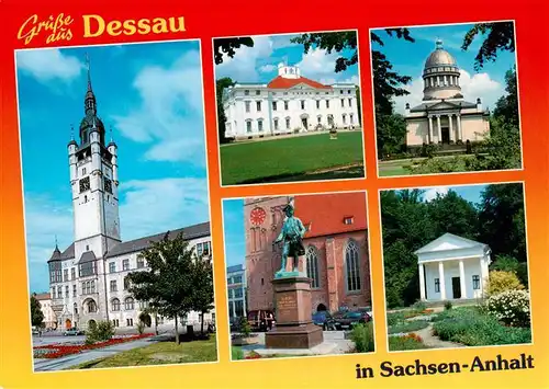 AK / Ansichtskarte  Dessau-Rosslau Rathaus Mausoleum Fuerst Leopold Denkmal Schloss