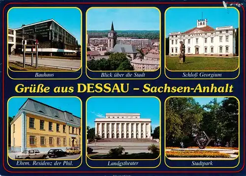 AK / Ansichtskarte  Dessau-Rosslau Bauhaus Stadtblick Schloss Georgium Ehem Residenz der Phil Landestheater Stadtpark