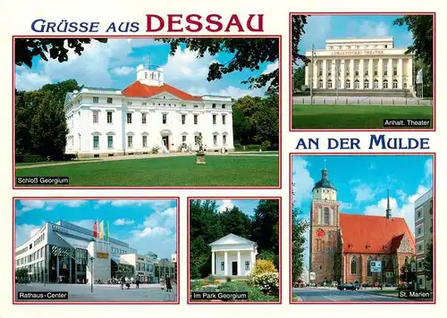 AK / Ansichtskarte 73909492 Dessau-Rosslau Schloss Georgium Anhalt Theater Rathaus Center Im Park Georgium St Marienkirche