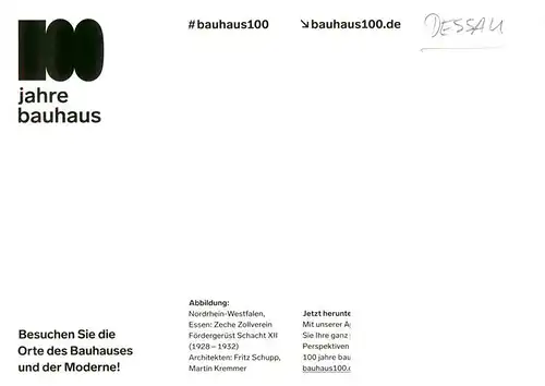 AK / Ansichtskarte 73909496 Dessau-Rosslau Bauhaus 100 Zollverein