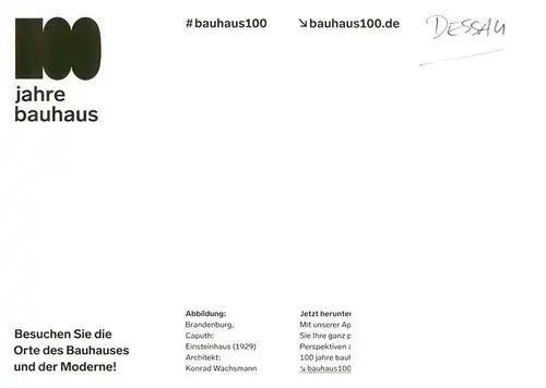 AK / Ansichtskarte 73909497 Dessau-Rosslau Bauhaus 100 Einsteinhaus