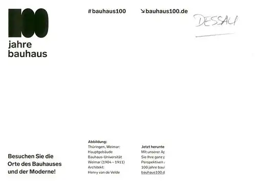 AK / Ansichtskarte  Dessau-Rosslau Bauhaus 100  Bauhaus-Universitaet