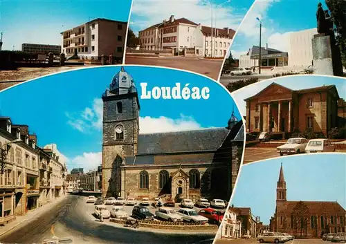 AK / Ansichtskarte  Loudeac_22_ Cotes-d_Armor Eglise Saint Nicolas Le Lycee Mixte La clinique de la Providence Les PTT Les Palais de Justice La Chapelle Notre Dame des Vertus