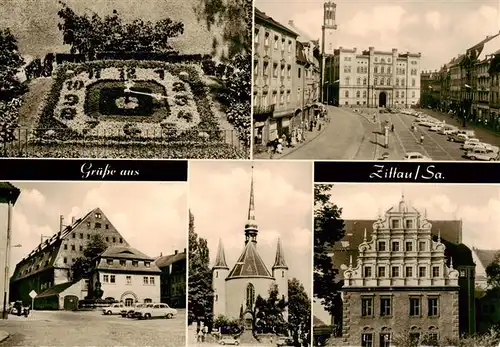 AK / Ansichtskarte  Zittau Blumenuhr Platz der Jugend Marstall Weberkirche Hefftergiebel