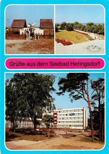 AK / Ansichtskarte 73909613 Heringsdorf__Ostseebad_Usedom FDGB Erholungsheim Erich Weinert Volkssternwarte Manfred v Ardenne Promenade mit Sonnenuhr Ansicht