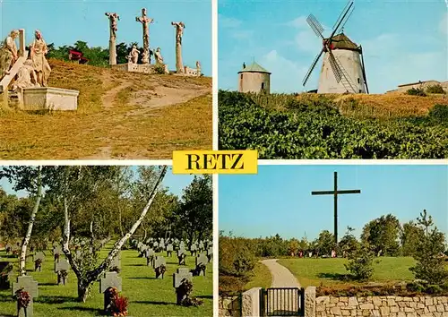 AK / Ansichtskarte  Retz_Weinviertel_AT Kalvarienberg Windmuehle Soldatenfriedhof