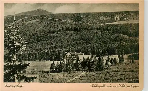 AK / Ansichtskarte  Riesengebirge_Schlesischer_Teil Schlingelbaude mit Schneekoppe