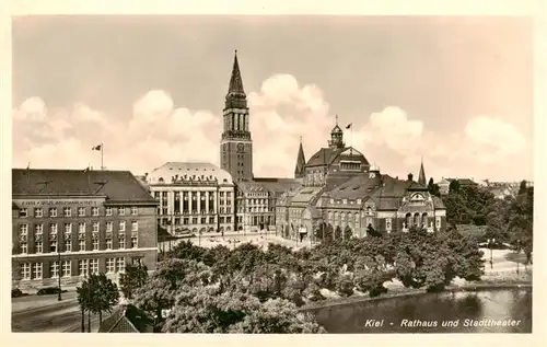 AK / Ansichtskarte  Kiel Rathaus und Stadttheater