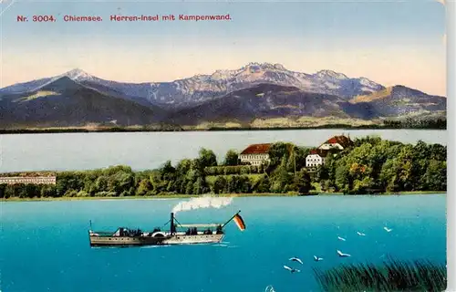 AK / Ansichtskarte  Chiemsee Herren Insel mit Kampenwand