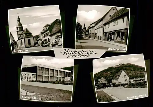 AK / Ansichtskarte  Neustadt_Odenwald Kirchpartie Strassenpartie Breuberg Halle Breubergpartie