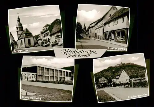 AK / Ansichtskarte  Neustadt_Odenwald Kirchpartie Strassenpartie Breuberg Halle Breubergpartie