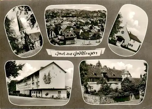 AK / Ansichtskarte  Groetzingen_Karlsruhe Kirche Panorama Schule Schloss