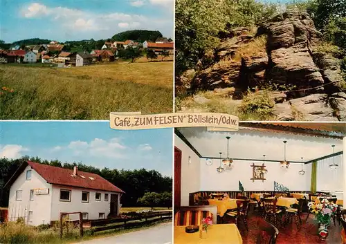 AK / Ansichtskarte  Boellstein_Brombachtal Cafe Zum Felsen Gastraum Panorama Felsformation