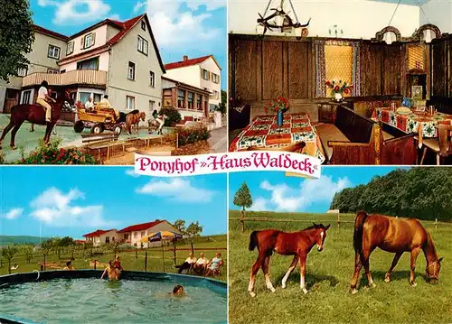 AK / Ansichtskarte 73910025 Brombachtal Haus Waldeck Gaststube Pferdekutsche Pool Stute mit Fohlen