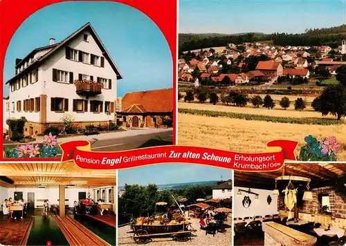 AK / Ansichtskarte  Krumbach_Odenwald Pension Engel Grillrestaurant Zur alten Scheune Kegelbahn Terrasse Gaststube