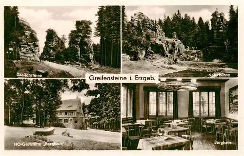 AK / Ansichtskarte  Ehrenfriedersdorf_Erzgebirge Greifensteine Naturbuehne HO-Gaststaette Berghaus Gastraum