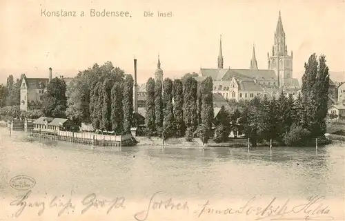 AK / Ansichtskarte  Konstanz_Bodensee Die Insel Blick zur Altstadt Kirche