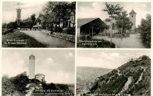 AK / Ansichtskarte 73910145 Jena__Thueringen Hotel Forsthaus Kriegerdenkmal Landgrafenhaus Aussichtsturm Hausberg Fuchsturm Aussichtspunkt Jenzig mit Jenzighaus