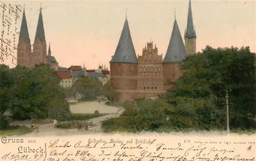 AK / Ansichtskarte  Luebeck Holstentor Marien- und Petrikirche