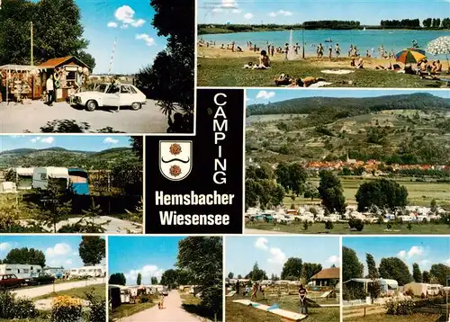AK / Ansichtskarte 73910212 Hemsbach__Bergstrasse Camping Hemsbacher Wiesensee Teilansichten Strand