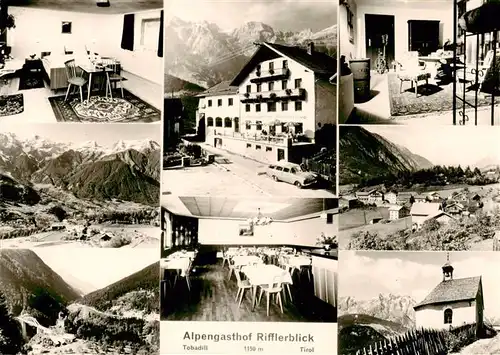 AK / Ansichtskarte 73910238 Tobadill_Tirol_AT Alpengasthof Rifflerblick Gastraeume Panorama Kapelle