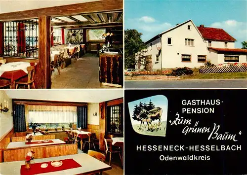 AK / Ansichtskarte  Hesselbach_Odenwald Gasthaus Pension Zum gruenen Baum Gastraeume