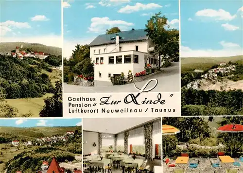 AK / Ansichtskarte  Neuweilnau_Weilrod Gasthaus Pension Zur Linde Panorama Gastraum Terrasse