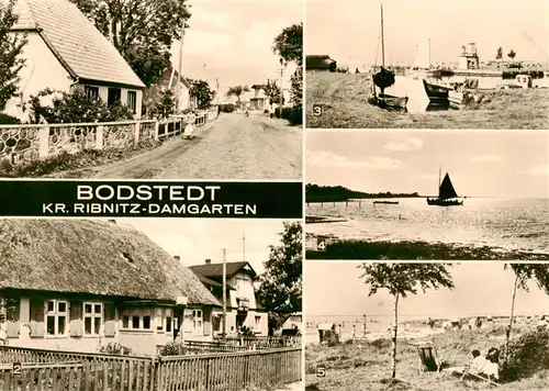 AK / Ansichtskarte  Bodstedt Dorfstrasse Rat der Gemeinde Konsumgaststaette Zum Bodden Am Hafen mit Bodden