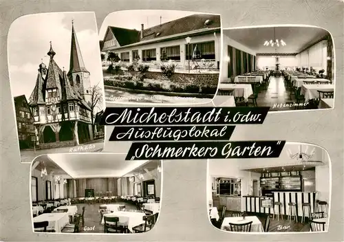 AK / Ansichtskarte 73910341 Michelstadt Ausflugslokal Schmerkers Garten Nebenzimmer Saal Bar Rathaus
