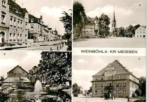 AK / Ansichtskarte  Weinboehla Bahnhofstrasse Kirchplatz Anlagen am Kirchplatz Karl Liebknecht Platz