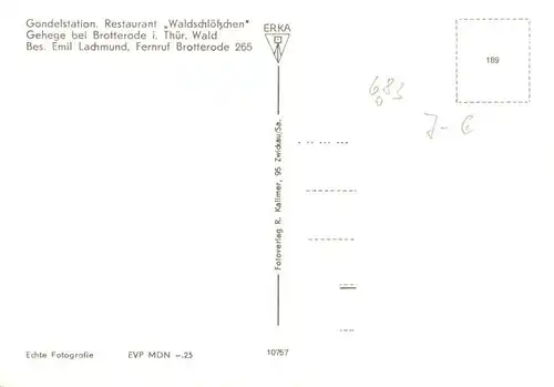 AK / Ansichtskarte  Brotterode Restaurant Waldschloesschen