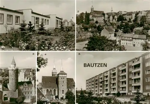 AK / Ansichtskarte 73910473 Bautzen Hans Eisler Strasse Blick von der Friedensbruecke und Reichenturm Michaeliskirche